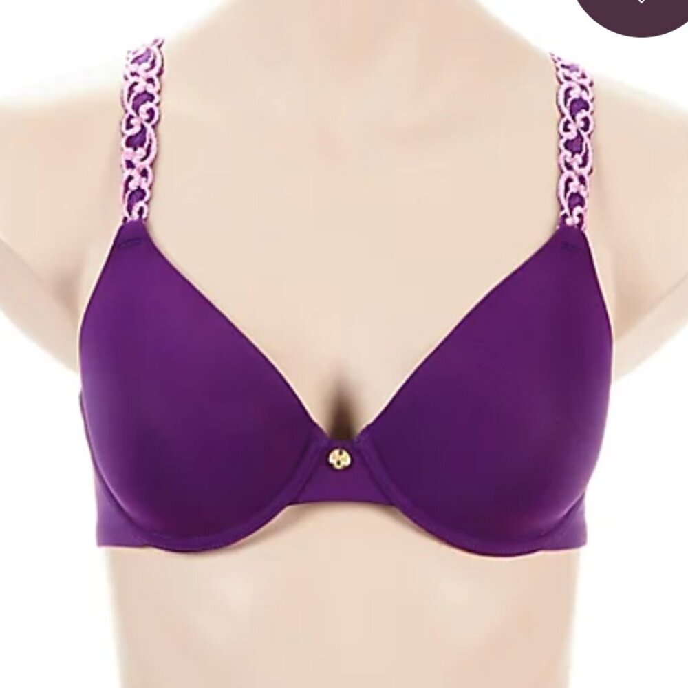 Natori Pure Luxe Contour Underwire Bra Size 34D Plum NEW